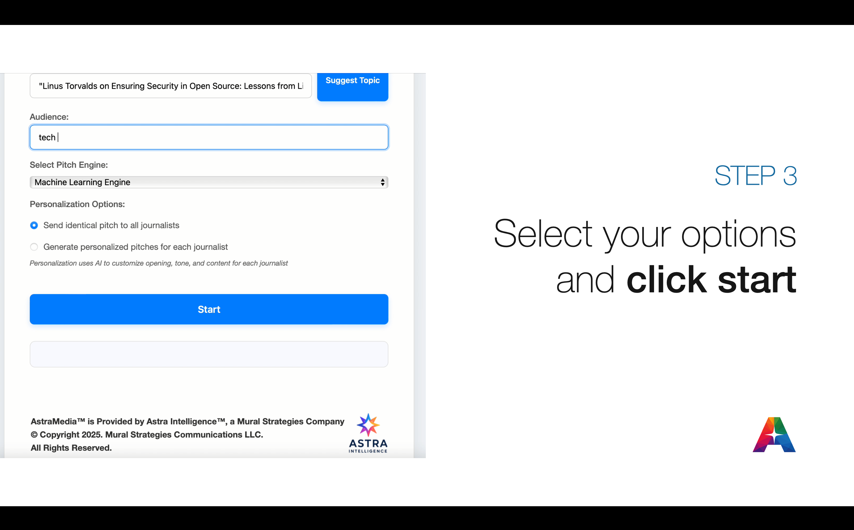 AstraMedia AI media engagement platform interface